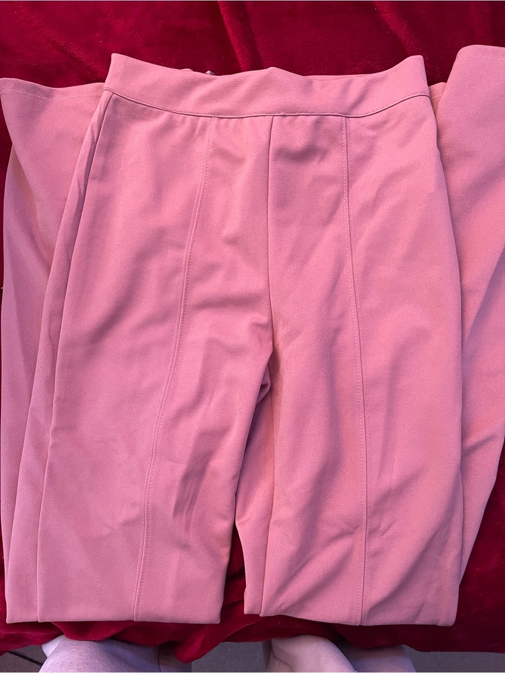 SHEIN Pink Ponte Knit Skinny Pants